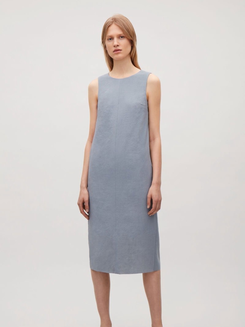 COS Sz 4 Grey Minimalist Lagenlook Cotton Relaxed Midi Dress